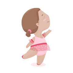 Cute little ballerina in pink tutu skirt.