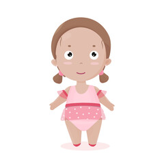 Cute little ballerina in pink tutu skirt.