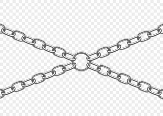 Metal chains connected by a ring. Vector illustration
