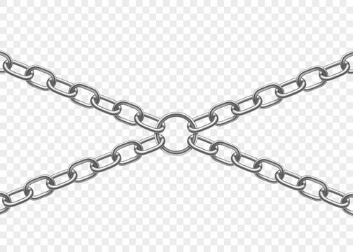 Metal chains connected by a ring. Vector illustration