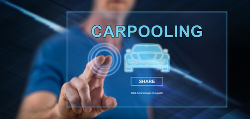 Man touching a carpooling concept