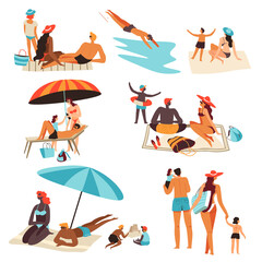 Summer vacation and summertime holidays, people by seaside