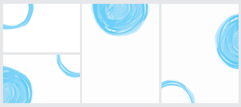 Simple Geometric Vector Blanks. Light Blue Free Hand Lines and Dots Isolated on a White Background. Abstract Vector Prints Ideal for Layout, Cover, Card. Creative Painted Layouts.