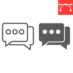 Chat line and glyph icon, ui and button, message sign vector graphics, editable stroke linear icon, eps 10.