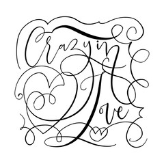 Cute Valentine's day lettering composition. Hand drawn illustration.