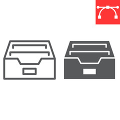 Archive line and glyph icon, ui and button, storage sign vector graphics, editable stroke linear icon, eps 10.