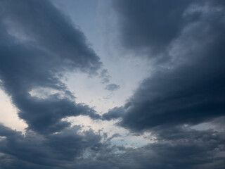 Dramatic dark stormy cloudy sky
