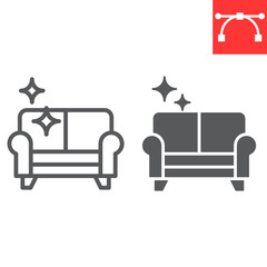 Furniture dry cleaning line and glyph icon, dry cleaning and laundry, sofa cleaning sign vector graphics, editable stroke linear icon, eps 10.