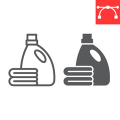 Fabric softener line and glyph icon, dry cleaning and wash, towel sign vector graphics, editable stroke linear icon, eps 10.