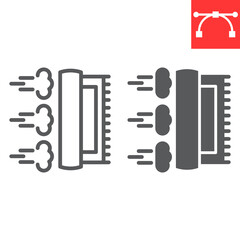 Steam cleaning line and glyph icon, dry cleaning and wash, carpet cleaning sign vector graphics, editable stroke linear icon, eps 10.