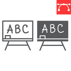 Blackboard line and glyph icon, school and education, classroom sign vector graphics, editable stroke linear icon, eps 10.