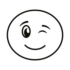 happy emoji face classic line style icon