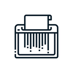 Paper shredder outline icons. Vector illustration. Editable stroke. Isolated icon suitable for web, infographics, interface and apps.