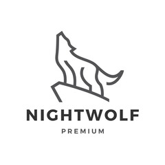 wolf line outline logo vector icon illustration