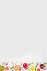 Set bowls of various dip and sauces