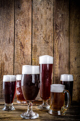 Set of various beer glasses