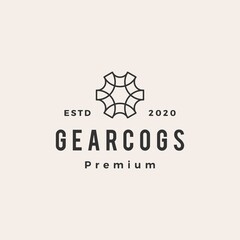 gear cog cogs hipster vintage logo vector icon illustration