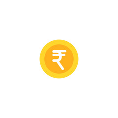 Gold rupee coin on white background. Flat vector illustration. Economy, finance, money wallpaper.