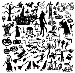 A large set of Halloween elements. Vector illustration