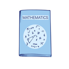Color illustration of a school math notebook. Stock vector illustration on a white isolated background. For a logo, for icons in social networks.