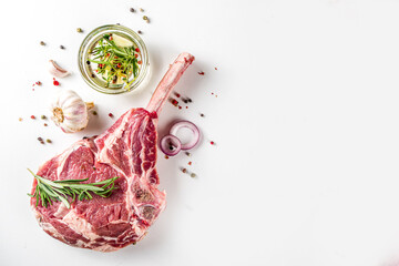 Raw tomahawk steak