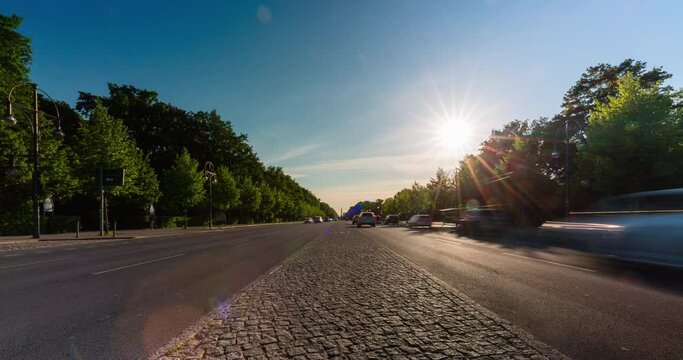 Timelapse of car traffic on Stra&szlig;e des 17. Juni Berlin, Germany