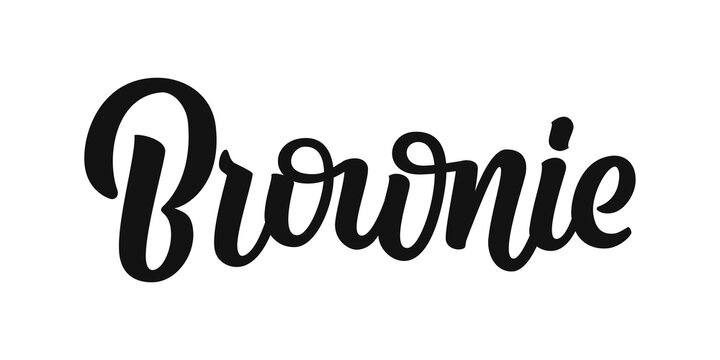 Chocolate fudge brownie vector text. Hand drawn lettering typography isolated on white background. Packaging, print, poster, banner, logo design.