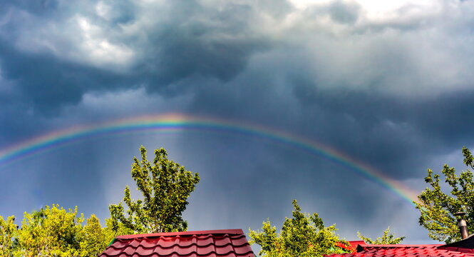 Rainbow in a summer storm sky