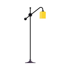 Standard lamp. Yellow lampshade, pole, floor. illustration can be used for topics like interior design, furniture, apartment decor, light