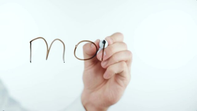 Video of man writes money word