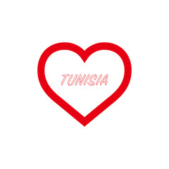 Tunisia flag in heart. I love my country. sign. Stock vector illustration isolated on white background.