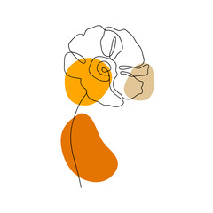 Autumn icon Line art. Abstract minimal floral and leaf design for spirng and autumn banner, prints, floral wall art, Home decor picture, fabric and wallpaper. Vector illustration