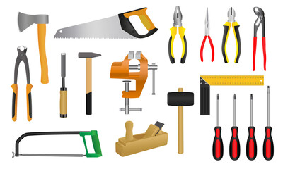 Set of tools isolated on a white background. Vector.