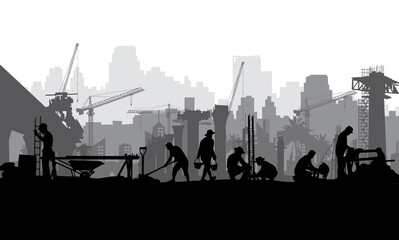 Labor day vector illustration background,Silhouette of construction.