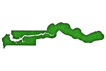 Karte von Gambia auf grünem Filz