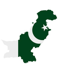 Fahne in Landkarte von Pakistan