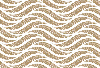 The geometric pattern with wavy lines. Seamless vector background. White and beige texture. Simple lattice graphic design
