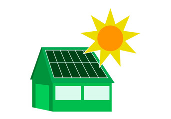 Casa sostenible verde con paneles solares.