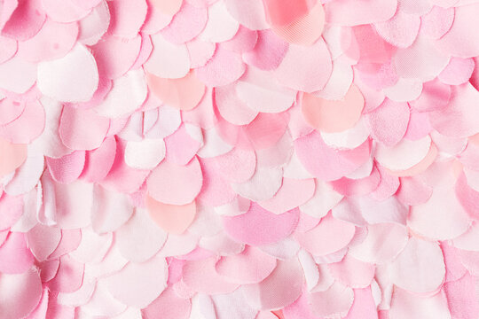 Flat lay spring pink textile petals pattern