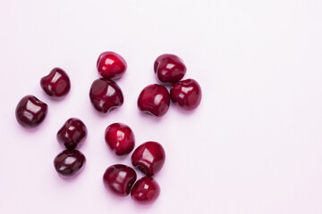 Berries of cherry on pink background