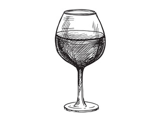 Wine glasses sketch vector illustration. Hand drawn label design elements.