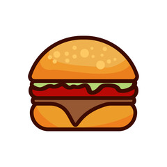 Delicious burger flat icon. Design template vector