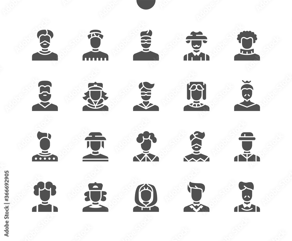 Poster man avatar well-crafted pixel perfect vector solid icons 30 2x grid for web graphics and apps. simpl