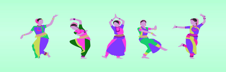 Obraz na płótnie Canvas illustration of Indian bharatnatyam dance vector illustration