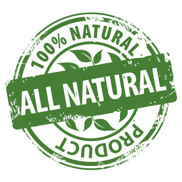 All Natural Organic Products 100 Percent Green Rubber Stamp Icon Isolated On White Background.