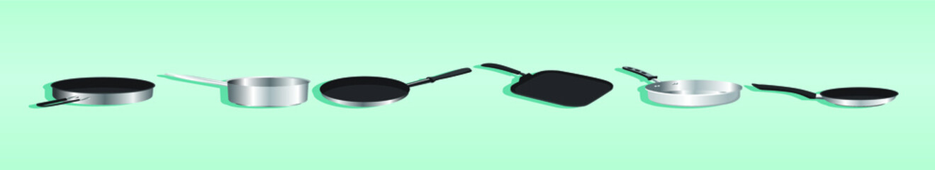 set of pan with handle vector illustration isolated on tosca background