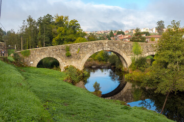 Fototapeta na wymiar Bridge Furelos in Melide a Coruña, The Ways of St.James. The French Camino