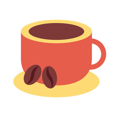 coffee cup and grains flat style icon
