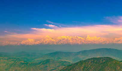 Spectacular view of the Himalayas (Nainital- Himalaya viewing point)