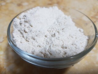 Flour (Aata) in a bowl. Portion for cooking recipe.
